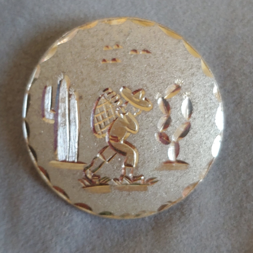 Sterling Silver Round Pendant Pin Southwestern Mex